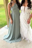 This was the 5th dress I bought after trying to find the perfect bridesmaid dress from other sites. None of them worked, and I'm so glad this one did. I did not have time for alterations, so I was thrilled that it fit perfectly in the bust/chest area. The straps are adjustable so that helps. The only thing I would have had to get altered was the length. I wore 4 1/2 inch heels and the dress was still extremely long but just my fault bc I didn't have time to hem it. - Jenna W.