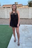 This was perfect for a "black out" bachelorette party night! I originally ordered a small and a medium, and ended up sticking with the medium because of my height. It is a little short, so I appreciated the built-in liner. The fun, flowy fabric was an added bonus - no worries about it becoming wrinkled in your suitcase! - Lindsey N.