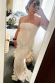 I loveeee the fit material and look, I'd say it runs tight to zip up, but otherwise a gorgeous wedding dress at a very affordable price! Definitely shopping here again. - Maria L.