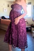 Love this dress. I am currently pregnant, so I was between getting med or small due to the fabric not being stretchy. I originally went with a medium, but the reviews I read were right, and the top fit too loose. I exchanged for a small one and it fits great. Will be wearing this to a formal spring garden wedding and will be able to wear it after baby arrives as well. - Morgan W.