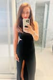 Incredible purchase in every way: material is thick yet stretchy, it travels well with no wrinkles, the fit is amazing, no bra needed as the material offers plenty of support, comfortable and sexy!!! I felt really good in it, don't think twice about it - Ravena D.