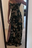 This dress fits great and is super light. I love the color (it's a lot more green in person, my picture isn't a good reference for the color!), and the fit is flattering. The only issues are that the material looks like it's fraying in certain areas (straps, chest, slit), and it's a bit long on me (even with heels on). Overall, though, I love the way it fits! - Nandini R.
