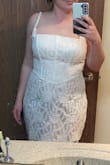 Wearing it for my dinner rehearsal and love it! It is flattering and pretty! Cheap fabric though. - Morgan D.