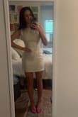 This dress fits me perfectly, and the open back adds a nice detail. I ordered a small, and am on the taller side, and it still was a good length for an event like graduation. Definitely recommend! - Emily B.