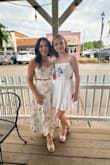 Beautiful dress, perfect 2 piece summer dress wore for my daughter banquet and got compliments all night! Love it, plus you can pull the skirt up more to hide belly or even lower it! I am 45 and felt very stylish! - Cathy C.