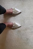 Beautiful beaded shoe, ivory satin is perfect color - Alison L.