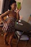 This romper is cute! I'm a 34 B and purchased the size small, and had to pull the top up often. I wore it while on vacation and realized I had forgotten to bring a strapless bra. I think it would've held the top up better. It is short, so keep that in mind! - Cindia G.