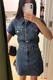 This entire order was so trash I had to leave a review. I've never bought from Lulu's before. I thought based on the reviews saying this ran small, this might fit me. But actually it's not that it runs small, it's that THIS IS NOT SHAPED TO FIT ANY REAL WOMAN. I am literally shocked by the trash quality of this garment. Remember when we used to buy $20 denim dresses from Forever21 in high school? Yeah, that quality is like designer compared to Lulu's. These buttons are fake metal jangly toddler quality buttons that are going to rip off any second. The hems and sewing are uneven and coming apart, new from the bag, and WHAT IN GOD'S NAME is the fit? What kind of human was this designed for? I have actually never in my LIFE tried on a dress this hideously fitting. You would have to be very long torsoed, with a huge curvy bust and shoulders and TINY waist, to fit this. This is hilariously awful. Look at the photos. I'm so disappointed. I have the same measurements as the model but shorter! I want a refund. - Kat Y.