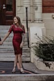 Soo beautiful and classy and also - super super comfy. I felt so pretty in this. Bought it as a possible wedding guest dress, ended up wearing it for part of my engagement pictures. - Kirsten L.