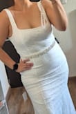 The belt materials are of very good quality and it fits any size. I recommend it to add shine to simple dresses. - Alejandra M.