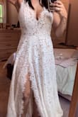 I bought the dress size M the first time but had to change it to small as the waist was too loose. The small was perfect and ideal for my beach wedding. - Nicole P.
