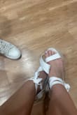 These shoes are so cute! I wish I had a better experience. They were a little too big. I definitely should have sized down. The disappointing part is they broke the first time I ever wore them! I stepped on a small rock and my ankle rocked a little bit and the entire strap broke. - Erika L.
