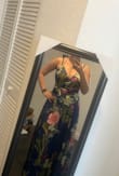 I got this dress for a garden wedding/cocktail attire required. This dress color is beautiful and the fit is spectacular. I read in other reviews that it runs large and it got size S instead of M which is my usual. The only thing is that is very long for me (5'4) and I had to take it to the seamstress. I highly recommend it if you're looking for a garden themed or floral dress. - Denisse R.