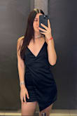 This dress fits cute, but it's kinda short for tall girls. I'm usually a small size and this fits me good. I just wish it were a little bit longer. Used it for a date, and my date loved it - Sol A.
