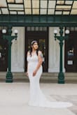 Dress is beautiful! My breast and hips fit perfectly; it was a tiny bit loose on the back part where the zip and clasp meet but not too bad.
I am on the shorter side so it was too long for me. - Reyna Z.