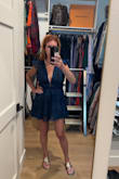 A little too small when you are chesty. Also, a smidge too short. Love the color, material. It's a nice fit. Wish there was an inch on each side. - Tamara S.