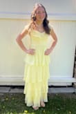 This dress was awesome, I wanted to wear yellow for prom, so when I found this dress, I was so excited!!! But my size was sold out, so I had to size up!! Knowing it would be a little big, I had alterations made, at it was perfect! This dress is very long, so I chopped 2 inches off! I love the fabric of this dress, it is very high quality and is super comfy to wear all night!!! I wore the straps on my shoulders instead of the off-the-shoulder look, and I loved it, and it looked so good! Overall, this has been one of my favorite dresses to wear, and I would totally recommend it to everyone!!<U - Ruby H.