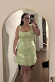 Initially ordered the dress (green) in a size large based on the reviews. Dress was beautiful, but the chest was very tight. I have broader chest/rib area. I was able to zip the dress, but was worried if I took a big enough breath I'd pop the zipper. 

Ordered an XL in pink as the green was sold out. Still a beautiful dress, but the straps on the XL were probably 3 inches longer than the straps on the large. I loved the dress and was on a time crunch, so I did some hand sewing to shorten the straps. If I had more time, I would probably take it to a seamstress for the alterations as I did really like the dress. Just seems like the dimensions moving from L to XL was greater than I expected it to be.

There is NO stretch in this dress. I would recommend ordering at least two sizes. - Angelina S.