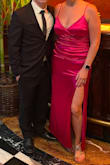 Love everything about this dress. Wore it for a black tie wedding. Tons of compliments. Love that ruching around the stomach area. Very comfortable. True to size, I did have to get it shorted as I wore flats, probably wouldn't have needed it if I were wearing heels. - Veroncia W.