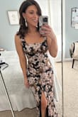 I wore this dress to a formal wedding and felt absolutely beautiful in it! I received numerous compliments. Just a note the slit does rise a bit high when sitting down. - Jennifer P.
