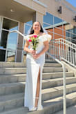 The dress was beautiful and I really loved it overall. Since I'm only 5 feet tall, I did need to have it hemmed a bit because it was too long for me. I also found that pairing it with the right heel height made a big difference for photos. With those small adjustments, it worked out wonderfully! - Charissa Z.