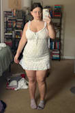 I loved this dress. I loved the lace, the material, the fit. But I'm a curvier girl (in the stomach and bottom), and the length of the dress became exponentially shorter in the back because of this. It would not have been appropriate to wear to graduation. I would consider ordering again if I could make it longer! I also wasn't a huge fan of the ruffled straps. - Mollie C.
