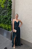 This dress is beautiful, light, and it fits perfectly!
It flows when you walk, and you can show your leg. I got a lot of compliments wearing it, I love it!
Be prepared to iron it, I spent almost 1 hour doing it, and it's very long. I'm short, so I had to wear high heels; otherwise, you will need to hem it. - Taty T.