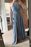 Pros: beautiful color, quality fabric, could be perfect for a summer or beach occasion 

Cons: a little big in the bust for small chested, ruffles on chest didn't lay quite flat - Crystal L.