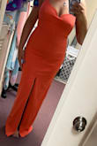 This dress is perfect for curves! Fits perfectly and true to size. The color is even better than the picture! Love this dress and will have anyone feeling beautiful and comfortable; no spanx needed! - Karrie W.