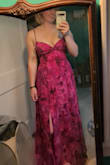 If you have anything bigger than an A cup, avoid this dress. It's beautiful and a great length, but it's got no stretch, especially in the chest area. I barely got it to zip, and then I couldn't breathe. I wish they had it in a medium in the pink, but they just took it off the site. I really wanted to love this dress - Paul M.