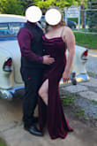 I love this dress! It fits perfectly and is well made.  The ONLY thing is that in the picture on the website, it looks red, but in person, it is purple. The lighting in pictures makes it look redder, but it's not an accurate representation of the real color. But I do still love the dress - Amy V.