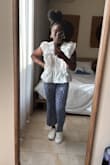 Super cute blouse that went well with my blue, floral pants for my vacay! I wear 34DD bra, so I got a size L, which fits perfectly - Keirsten C.