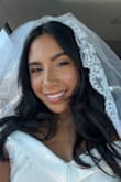 Loved my veil! I wish I wouldve gone longer in length but it's ok it turned out beautiful. I got so many compliments! I added two photos of myself in bathroom lighting & outside. I hope this helps :) - Jaleni N.