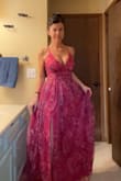 The length was perfect, as was the leg slit. High enough for breeze and ease of movement, but no worries of accidental exposure. The dress is low cut at the chest, so if you have boobs, be prepared for cleavage! It was almost too low for my taste, but it was destination wedding so I let it ride. - Beth B.