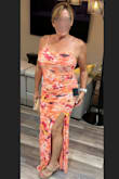 I was super happy with the fit, the length and how flattering it was, especially with the way it bunched around the midsection to hide the tummy. The material was perfect for an out-of-town event travelled very well in a suitcase. - Angel A.
