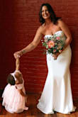 Perfect for my intimate wedding! Simple, yet stunning. I chose to wear without sleeves. I've gotten so many compliments! - Kimberly W.