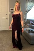 Cute dress. Usually wear a medium, but sized down to a small. The slit is quite high, which could be interesting when sitting. It's quite long so I'll definitely have to wear heels! - Janelle H.