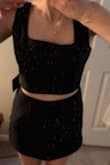 The skirt fits like an absolute glove and flatters my body so nicely! However, the top is wayyy too loose. I'm holding the straps in place in my photo and will definitely have to sew them to a shorter length to ensure the top sits right. But, once I do, it will be an insanely cute fit! - Regina R.