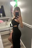 Fits great! Slit isn't too high i was worried about that but it's perfect! I'm wearing this to a wedding, it doesn't look cheap material is stretchy and shapes u well! Not tight at all! :) - Faith H.
