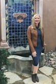 I was looking for midi length dress that could be dressed up or down. Bought a medium in the blue color, loved it so much I also ordered the black. It's right fitting so I ordered a size up. - Rebecca R.