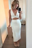 This dress is easy to wear, comfortable, and looks great fabric is sturdy and lined, gorgeous! - Lori P.