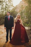 I bought the Mythical Kind of Love dress in wine red specifically for my engagement photos. The dress was gorgeous and made my photos stunning! The long length was perfect for my photos, but if I was to wear it out to an event or dinner it would have to be hemmed. I'm in love with this dress because of the flattering dreamy flowing skirt. - Katie K.