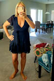 The dress is pretty, but it was too small on the top. The V neck was completely apart. I wasn't able to pin it shut. 

I get a feeling that Lulus dresses are for teens, maybe? It's a 2nd dress that doesn't fit me in my regular size 8 or medium. Unfortunately, I have to return it. - Rita W.