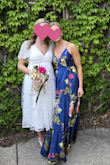 I was the maid of honor for my best friend and wore this dress to the wedding rehearsal and rehearsal dinner. I am obsessed with this dress. The blue color is lovely the fabric is high-quality. The dress and skirt have a blue lining, which gives the dress really nice movement and feels great to wear.
I have an athletic build/smaller chest, and was worried I wouldn't fill the top out and would have gaping or loose fabric, but the top's wrap style is flattering and will correctly fit a spectrum of body types.
The dress is "backless" but the structure of the dress makes the top very secure, and the back's cutout is relatively modest, so I felt like I was showing just the right amount of skin. I wore a sticky bra and decided not to use the belt that comes with it.
I got a lot of compliments, and my husband said I should order a backup because he loves it so much. - Stacie M.
