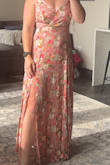 Love this dress!! Pattern does not exactly look like the online picture. Came very wrinkled but once I steamed it, I loved this dress!! Thin material but perfect for an outside summer formal wedding as a guest! - Crystal B.
