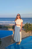 I purchased this set for our family beach trip. It is made of a higher quality fabric and fits true to size. It is very comfortable. I highly recommend! - Katie G.