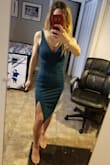 I purchased this to wear to a wedding in June.  This fits like a glove!   Classy yet sexy.   After trying it on, I ordered this in red too.  You can wear with a bra, however I took to a seamstress to add bra cups to avoid bra straps. I can't wait to wear this out! - Jessica P.