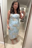 Dress is beautiful, great quality. Very light, not much structure. I would have fit into a XL much better but XXL was available. I am also 6 months post partum. Will just alter the bust and waist but still wore to a first communion and it was perfect! - Vitina K.