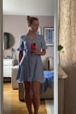 I love this dress so much, it's not easy for me to choose a dress for my figure so that it looks beautiful, since my shoulders are a little wider and my hips seem narrower, but the flounces on the sleeves at the elbows and the flared skirt really harmonize the figure and I look simply amazing in this dress. - Maria D.