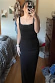 I loved this dress!! It was beautifully form fitting, with a sparkle that based a basic black dress so elegant. I am smaller chested so I didn't quite fill out the bust, but with a little double sided tape, I was able to dance the night away! Length was perfect with a two inch heel. - Trina F.